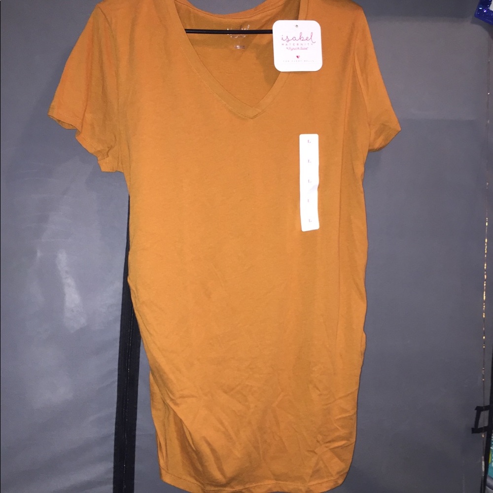 NWT mustard/orangish colored maternity t shirt